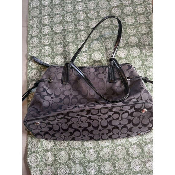 Coach F24882 Black Signature Python Print Stripe Tote Bag - Picture 7 of 7